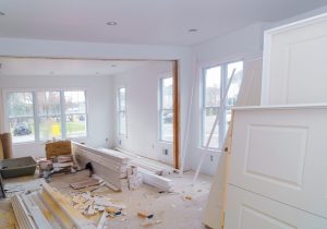 Construction material for under construction, remodeling and renovation from room white door and molding